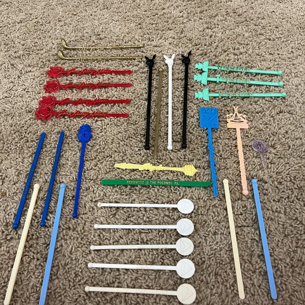 Colorful Vintage Swizzle Sticks Collection